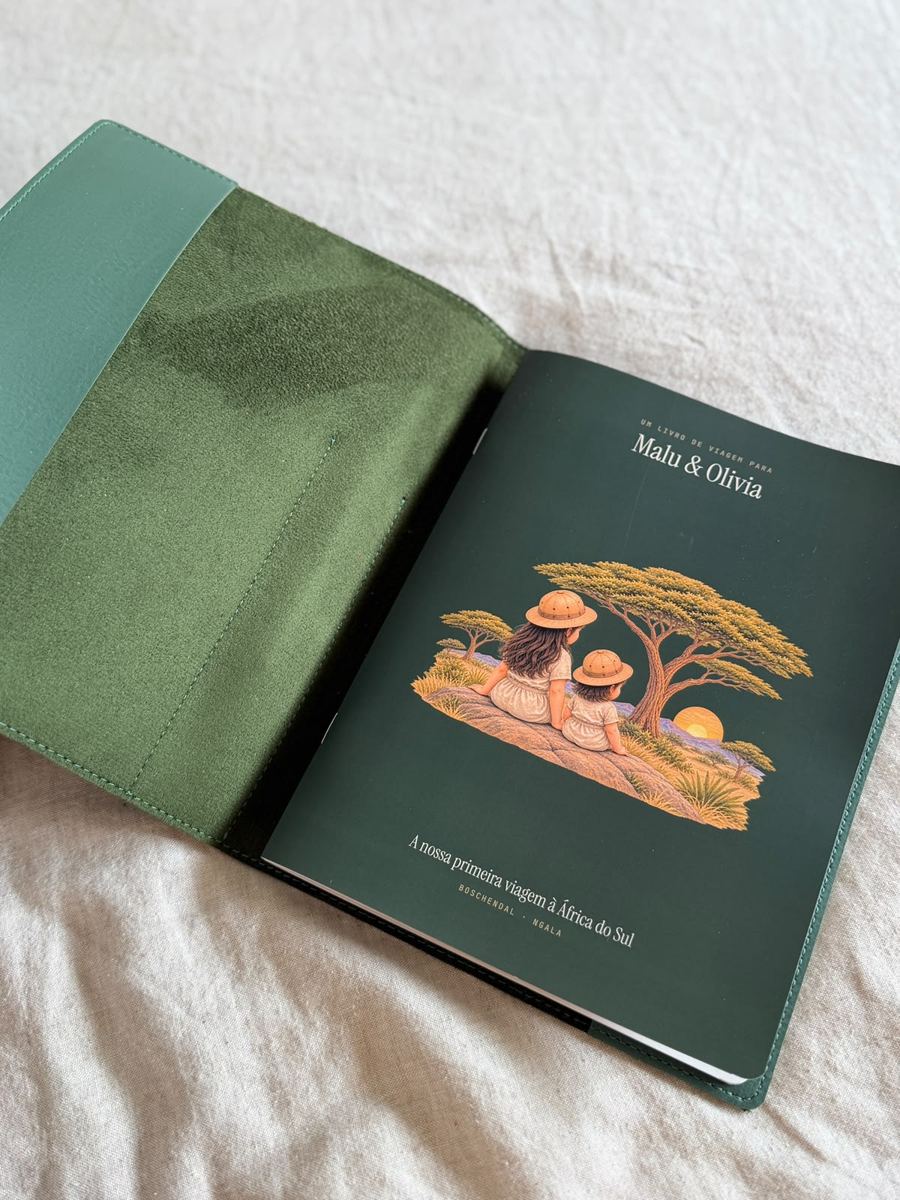 Open leather cover with the book's first page